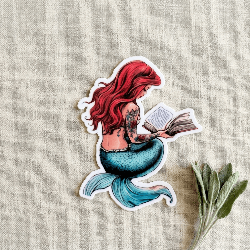 Pastel Mermaid Reading Sticker – Bookish Fantasy Vinyl Decal – Sticker Era by The Sticker Era