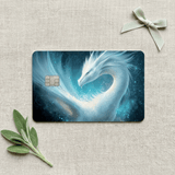 Celestial Ice Dragon Debit Card Skin | Ethereal Blue Fantasy Card Cover by The Sticker Era