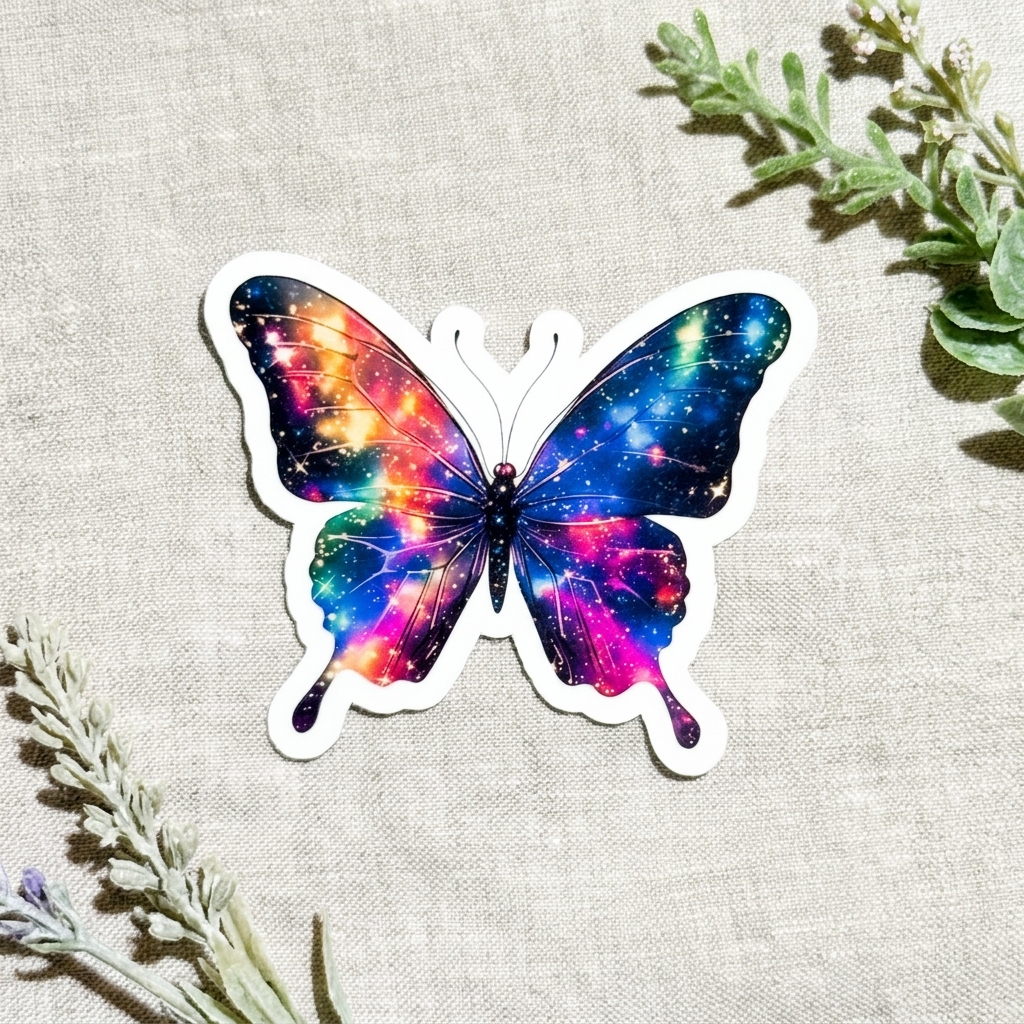 Holographic Galaxy Butterfly Sticker – Celestial Vinyl Decal – Sticker Era by The Sticker Era