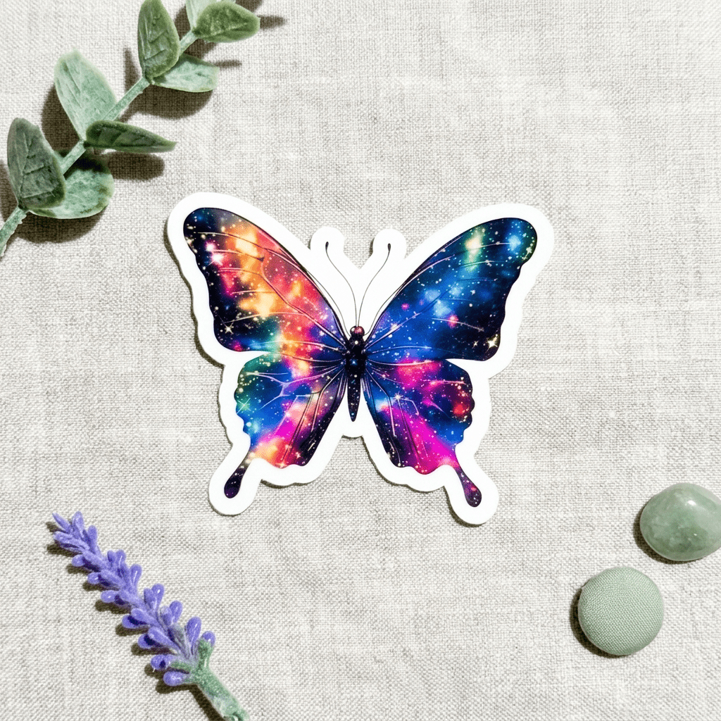 Holographic Galaxy Butterfly Sticker – Celestial Vinyl Decal – Sticker Era by The Sticker Era