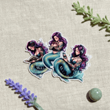 Purple Mermaid Sticker Pack – Tattooed Bookish Siren Decals – Sticker Era by The Sticker Era