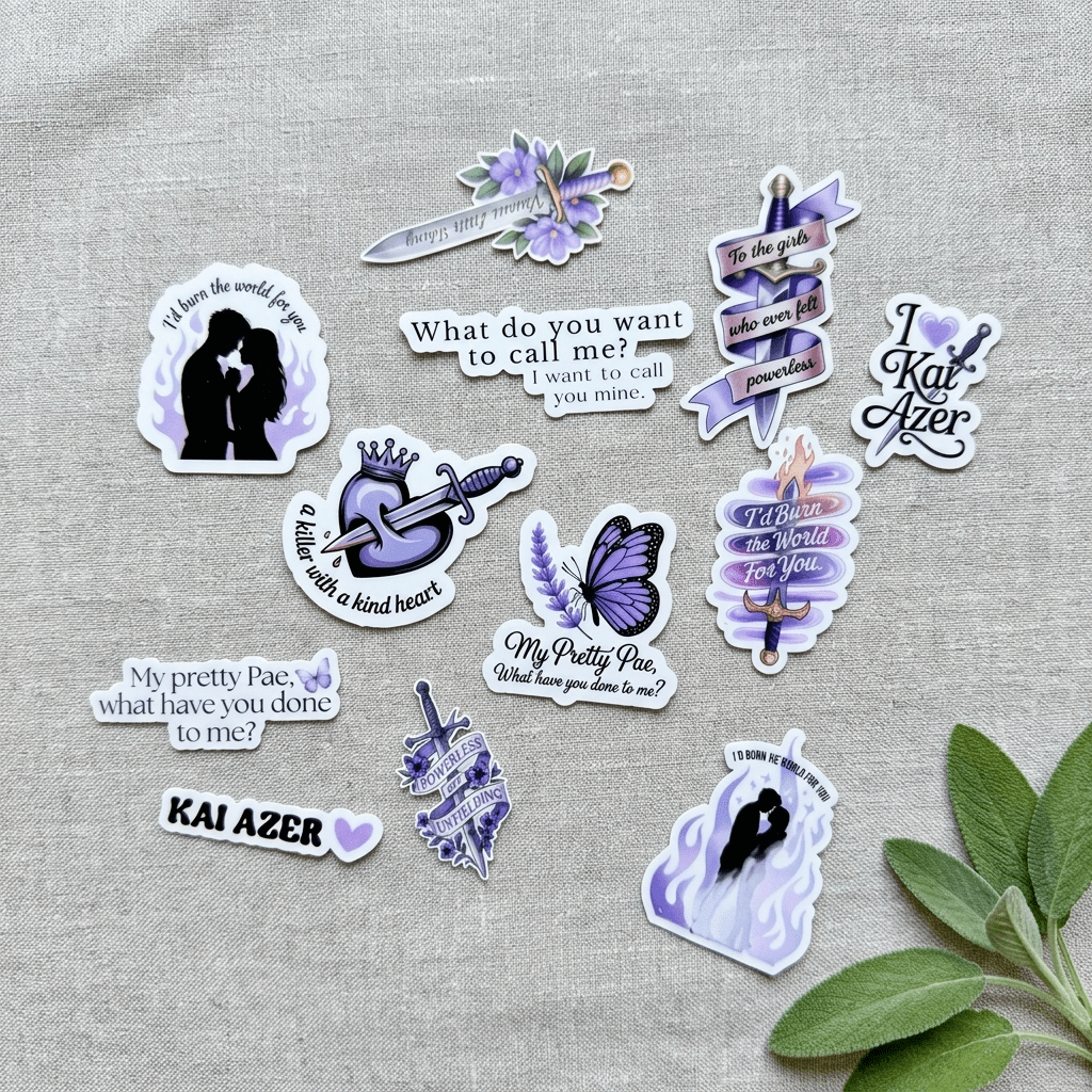 Powerless-Inspired Sticker Set – 11-Piece Romantasy Vinyl Bundle – Sticker Era by The Sticker Era