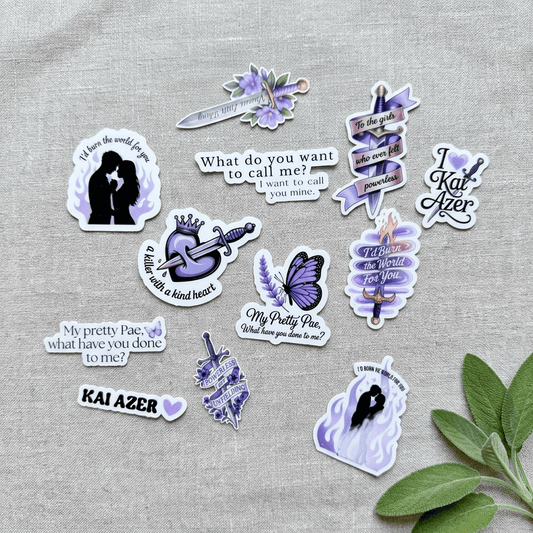 Powerless-Inspired Sticker Set – 11-Piece Romantasy Vinyl Bundle – Sticker Era by The Sticker Era