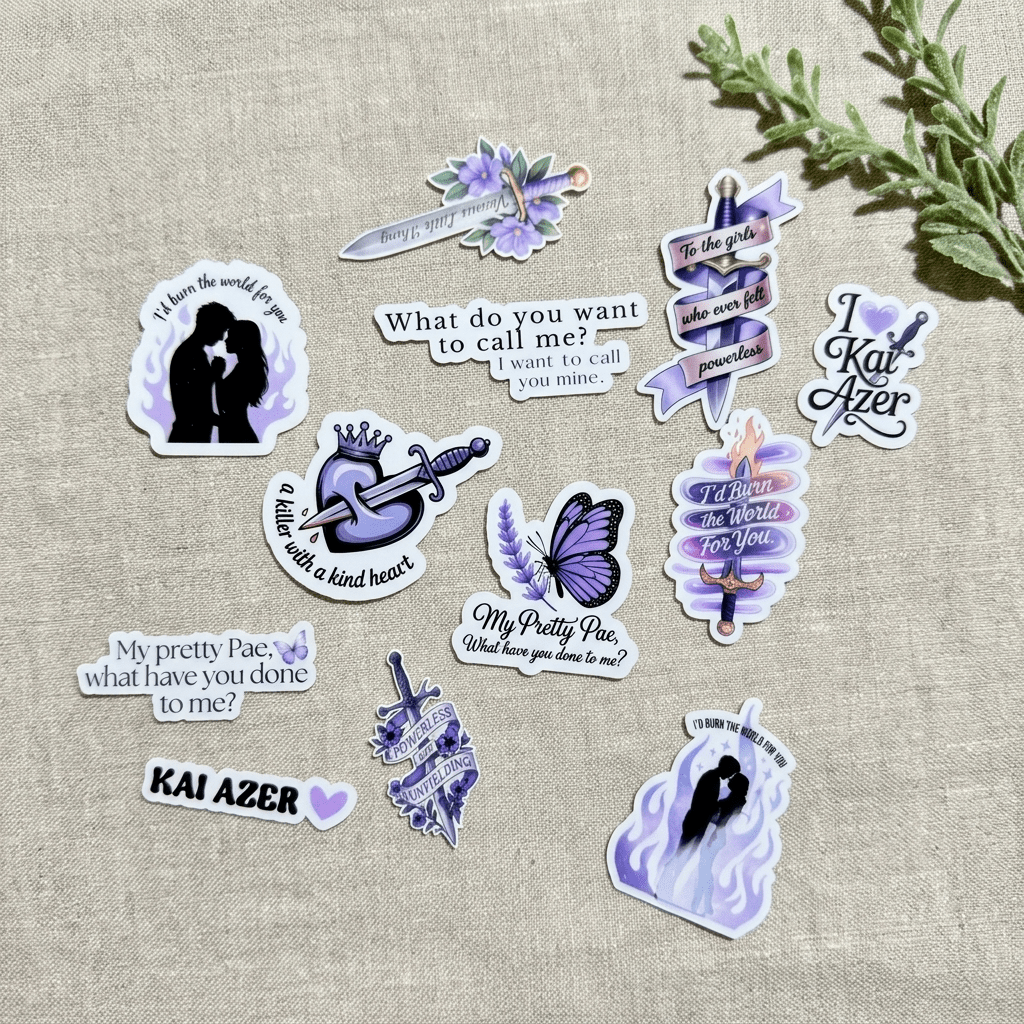 Powerless-Inspired Sticker Set – 11-Piece Romantasy Vinyl Bundle – Sticker Era by The Sticker Era