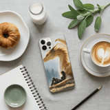 Golden Dragon & Reader Phone Insert | Sunlit Fantasy Art for Clear iPhone Cases by The Sticker Era