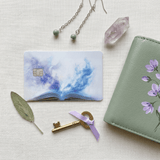 Galaxy Mist Open Book Debit Card Skin – Fantasy Reader Card Cover – Sticker Era by The Sticker Era