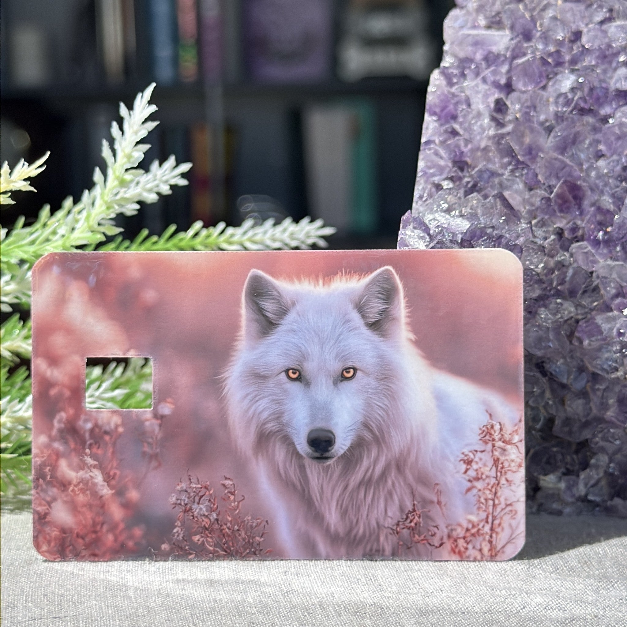 White Wolf Card Skin – Blush Pink Wolf Debit & Credit Card Sticker by The Sticker Era