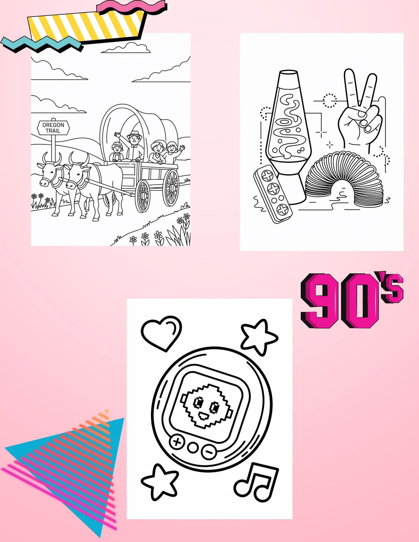 90s Nostalgia Coloring Book: Retro Pop Culture Art (45 Page Digital Download) __etsy:6909587954