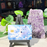 Snow Wolf Card Skin – White Wolf in Icy Mountains Debit & Credit Card Sticker by The Sticker Era
