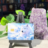 Snow Wolf Card Skin – White Wolf in Icy Mountains Debit & Credit Card Sticker by The Sticker Era