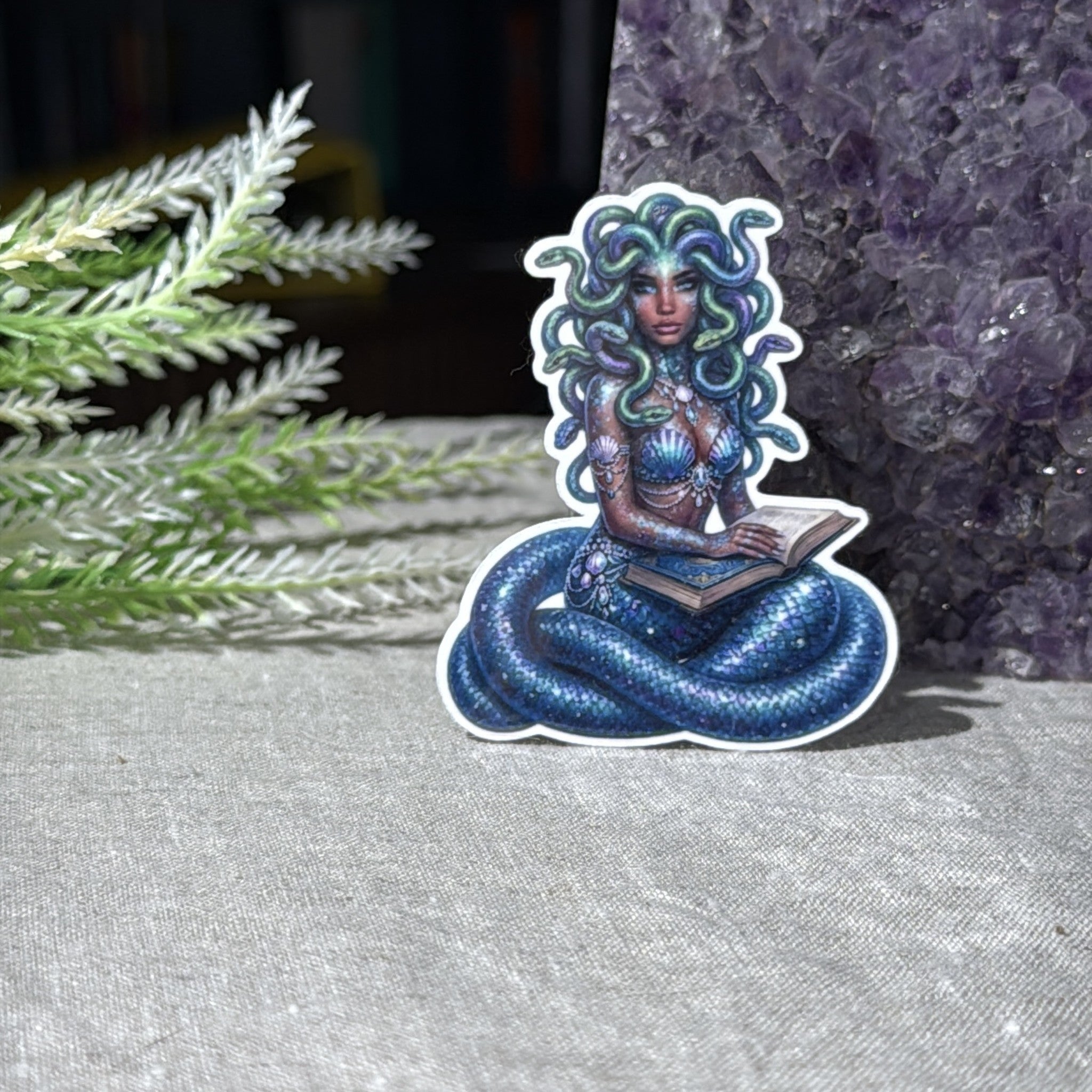Bookish Medusa Sticker Set of 2, Reading Gorgon Waterproof Vinyl for Kindle & Laptop by The Sticker Era