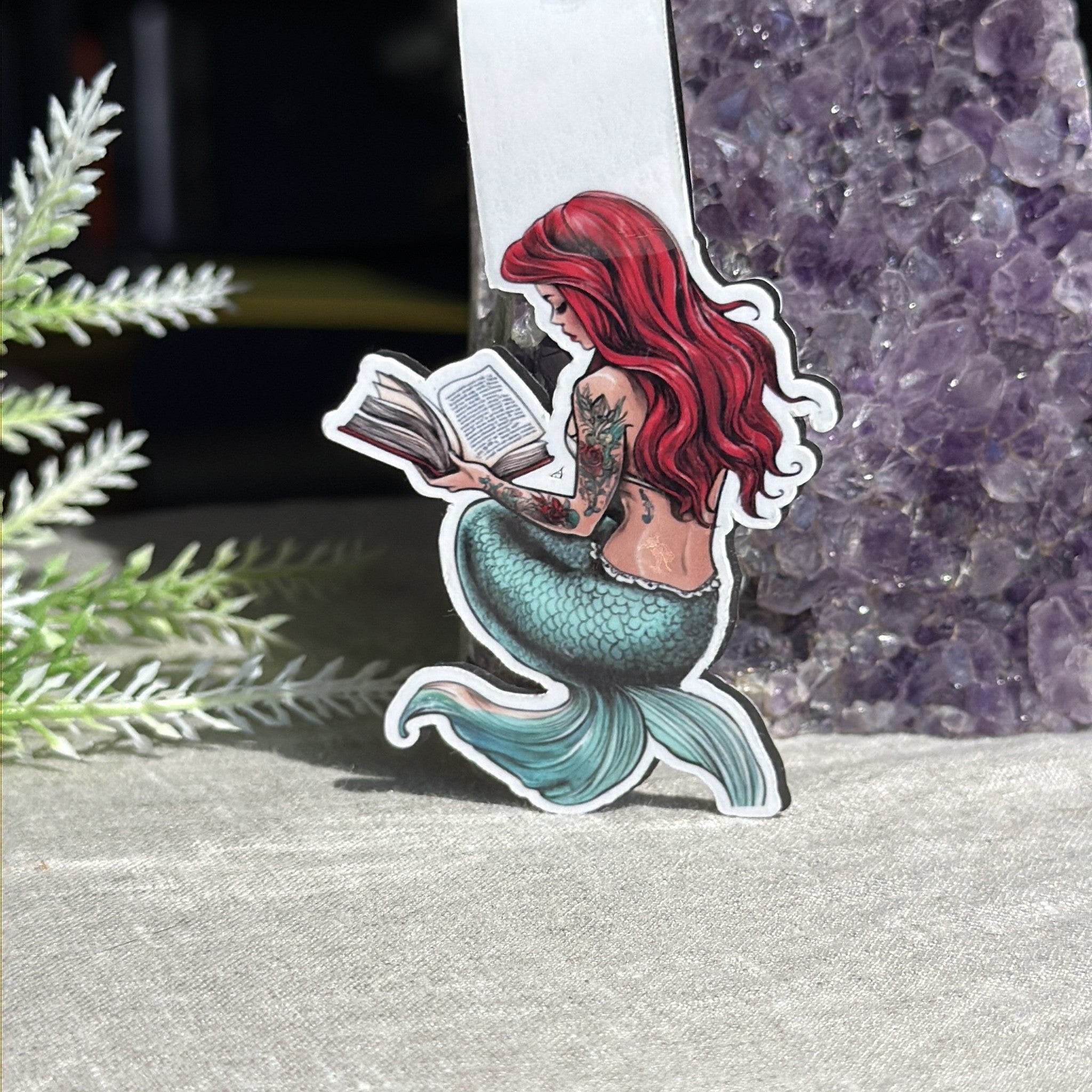 Bookworm Mermaid Bookmark | Fantasy Reader Laminated Page Marker by The Sticker Era