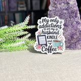Husband, Kindle & Coffee Sticker | Bookish Reading Addict Humor Vinyl Decal by The Sticker Era