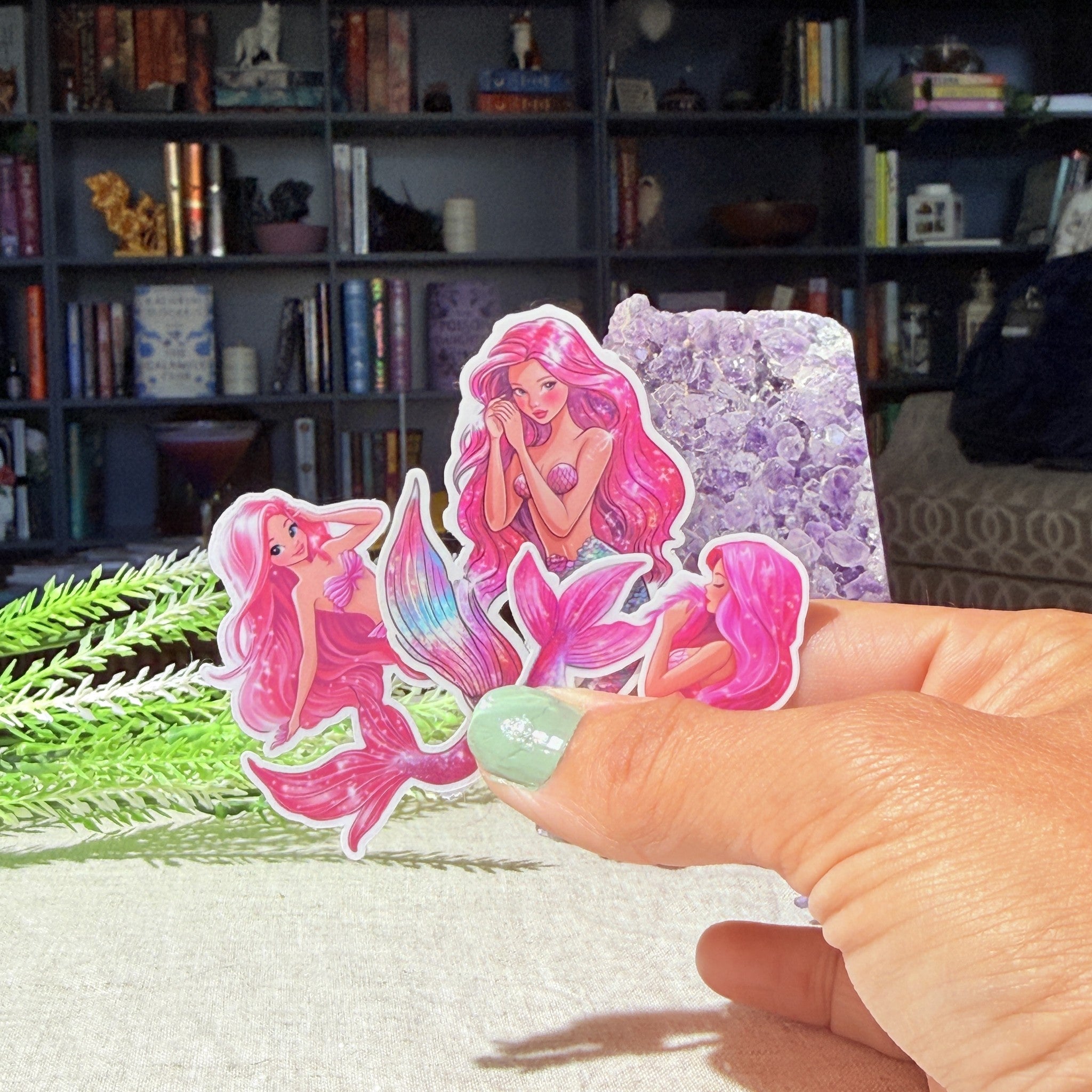 Mermaid Sticker Pack, Pink Bookish Vinyl Decals, Romantasy Reader Gift, Kindle Laptop Journal Set by The Sticker Era