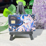 Stained Glass Wolf Card Skin – Crescent Moon & Blossoms Debit & Credit Card Sticker by The Sticker Era