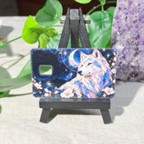 Stained Glass Wolf Card Skin – Crescent Moon & Blossoms Debit & Credit Card Sticker by The Sticker Era