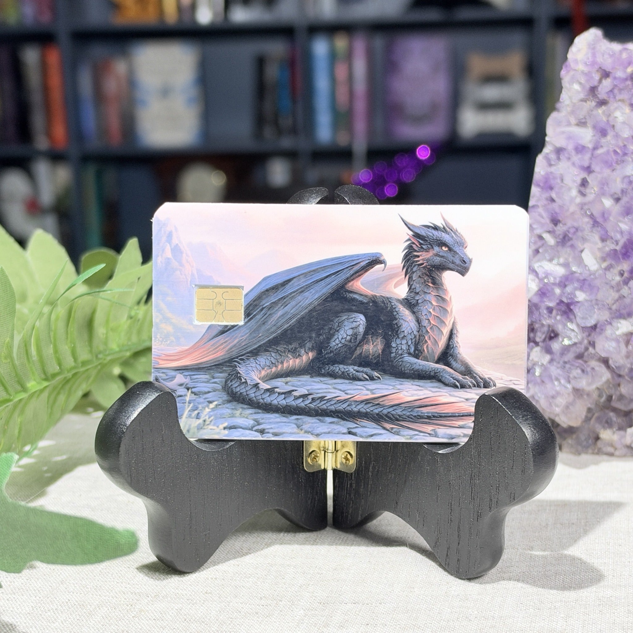 Storm Dragon Card Skin – Slate Gray Dragon at Dusk Debit & Credit Card Sticker by The Sticker Era