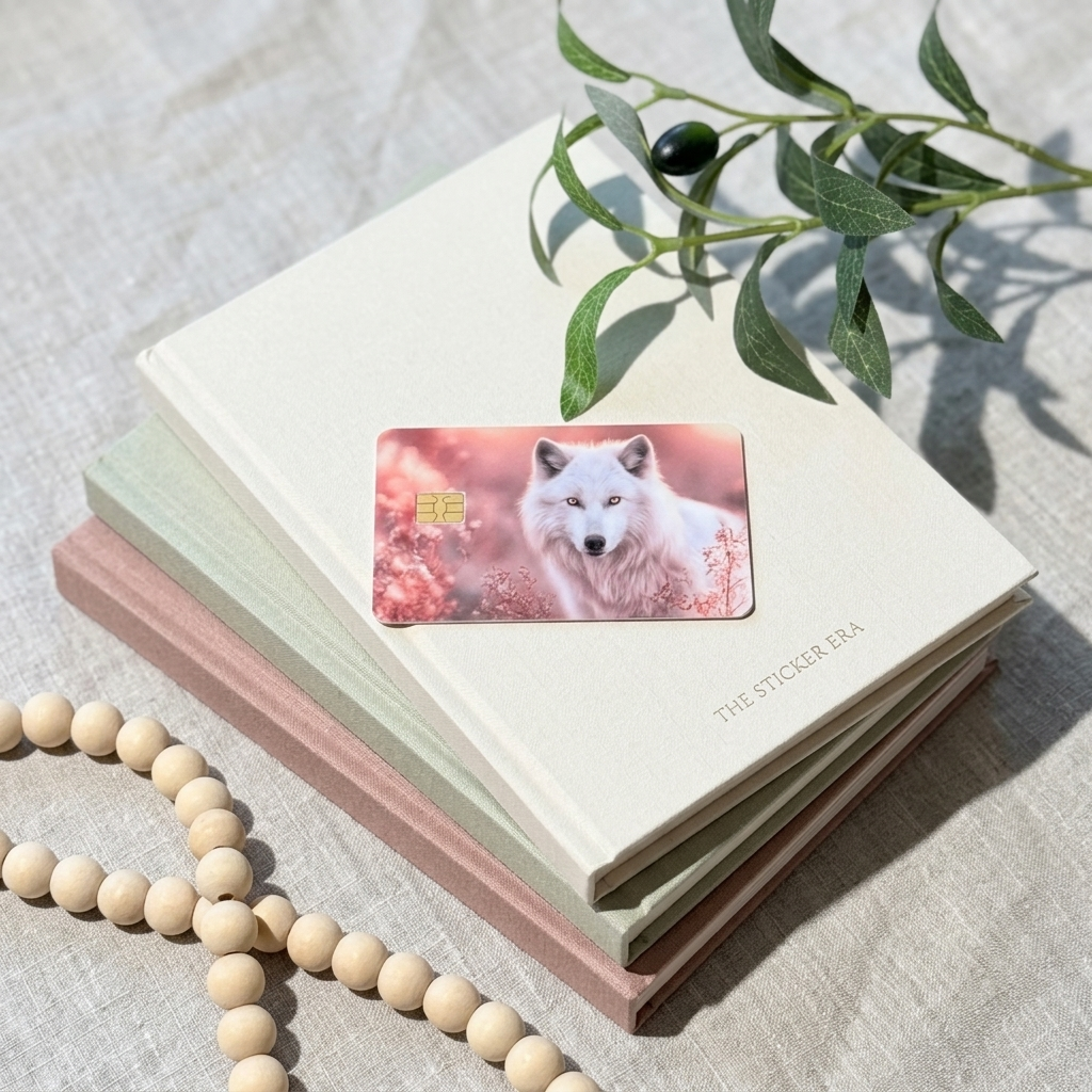 White Wolf Card Skin – Blush Pink Wolf Debit & Credit Card Sticker by The Sticker Era