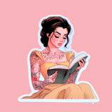 Tattooed princess sticker size comparison, 1.5 inch and 3 inch, by The Sticker Era