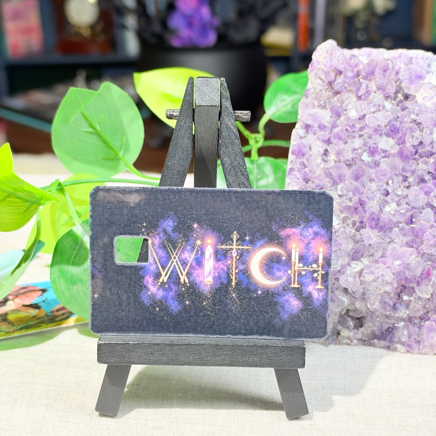 Witch Card Skin – Celestial Moon & Crystal Lettering Debit & Credit Card Sticker by The Sticker Era
