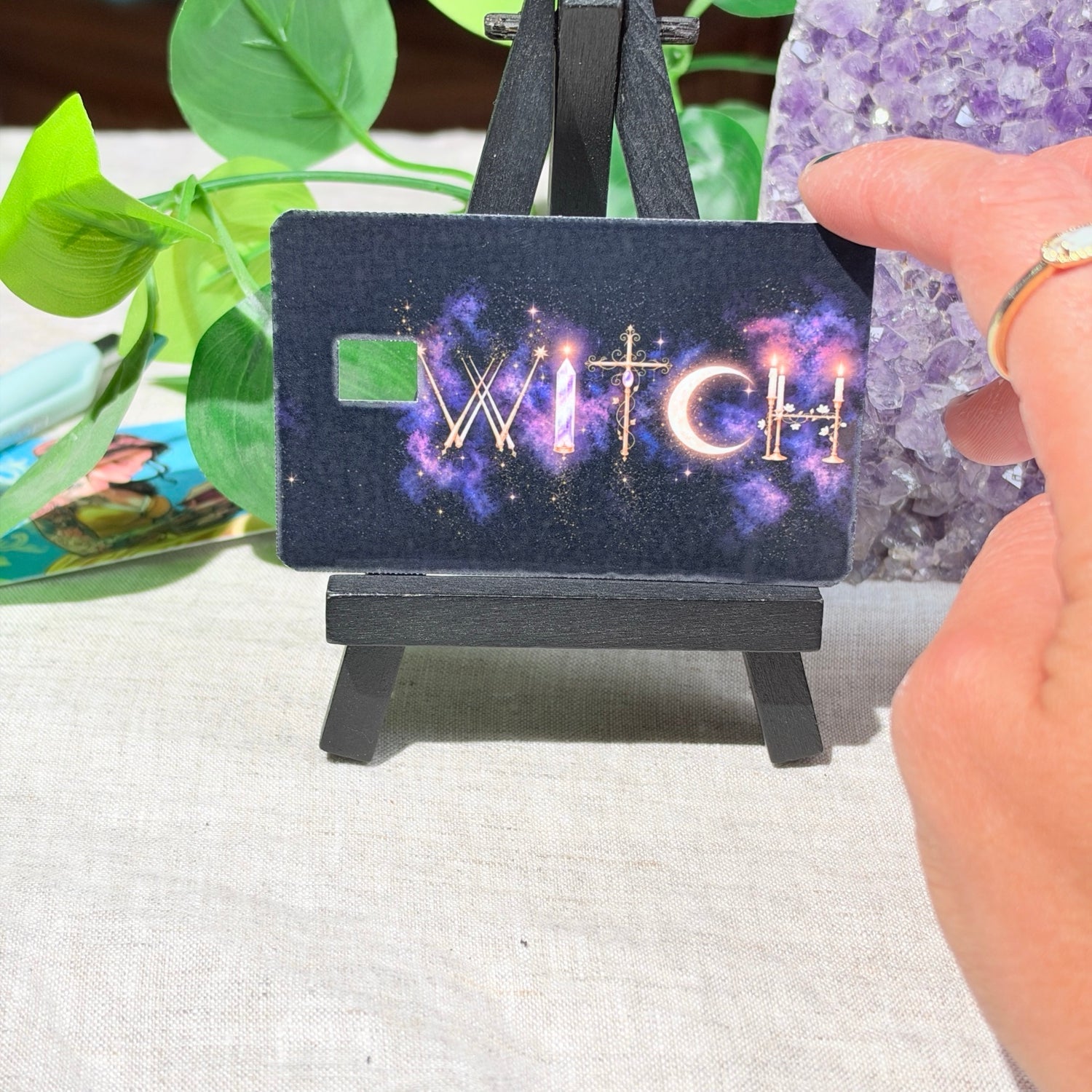 Witch Card Skin – Celestial Moon & Crystal Lettering Debit & Credit Card Sticker by The Sticker Era