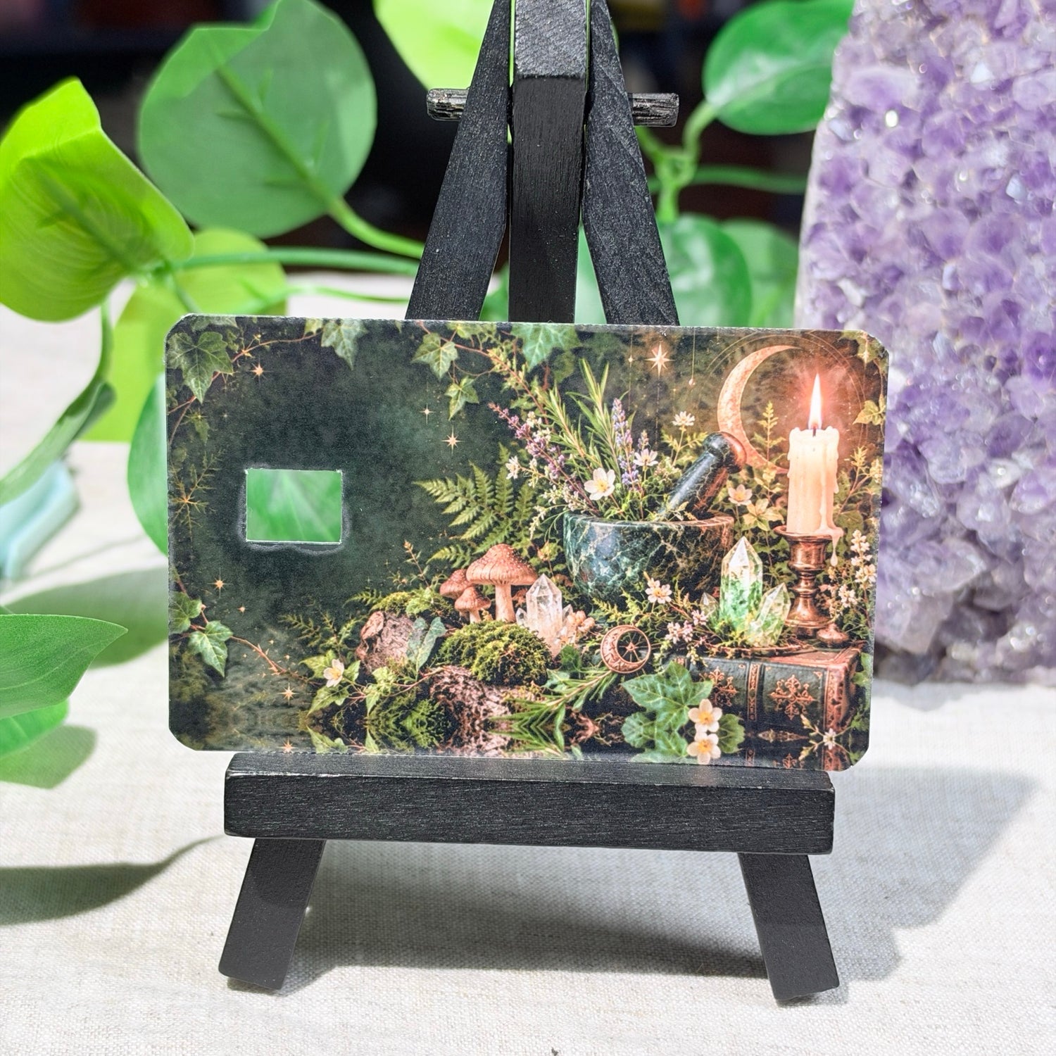 Witchy Apothecary Card Skin – Moon, Candle & Herbs Debit & Credit Card Sticker by The Sticker Era