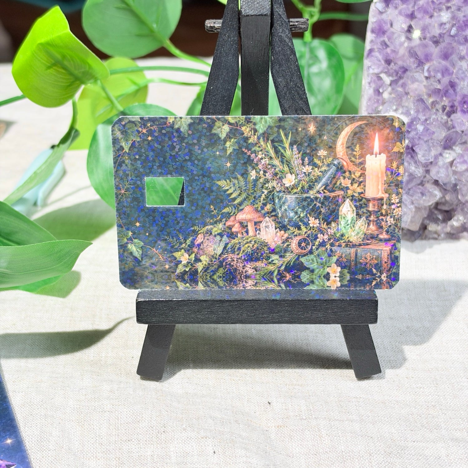 Witchy Apothecary Card Skin – Moon, Candle & Herbs Debit & Credit Card Sticker by The Sticker Era