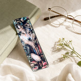 Wolf bookmark with sage book and glasses by The Sticker Era